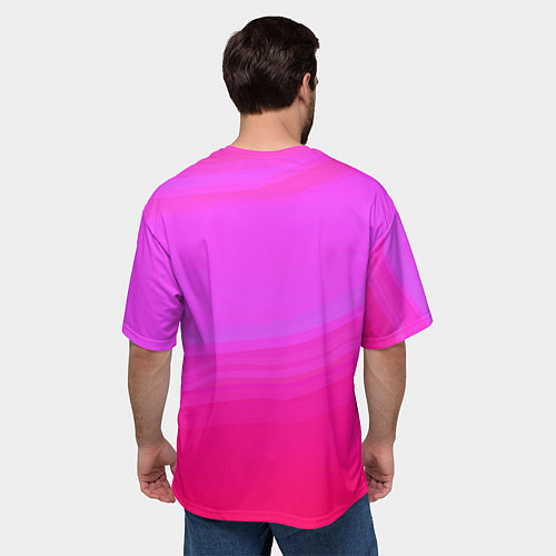 Мужская футболка оверсайз Neon pink bright abstract background / 3D-принт – фото 4
