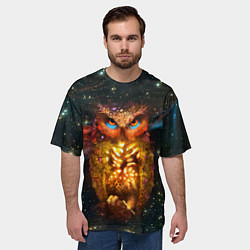 Футболка оверсайз мужская Космический взгляд совы, цвет: 3D-принт — фото 2