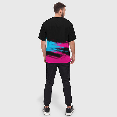 Мужская футболка оверсайз Deftones Neon Gradient / 3D-принт – фото 4