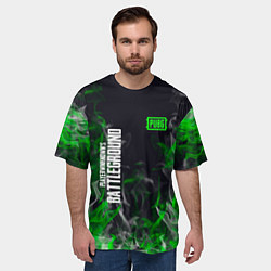 Футболка оверсайз мужская Pubg - зелёное пламя, цвет: 3D-принт — фото 2
