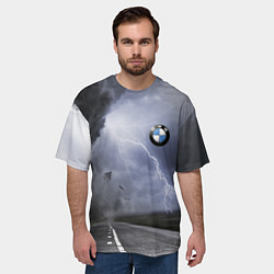 Футболка оверсайз мужская Никакая стихия не остановит BMW, цвет: 3D-принт — фото 2