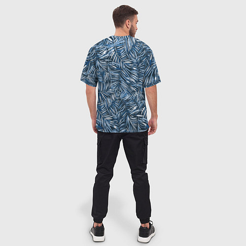 Мужская футболка оверсайз Тропические листья пальмы / 3D-принт – фото 4