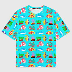 Футболка оверсайз мужская THE UNDERWATER WORLD OF MARINE FISH, цвет: 3D-принт