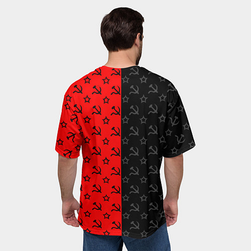 Мужская футболка оверсайз Ссср - серп и молот - паттерн / 3D-принт – фото 4