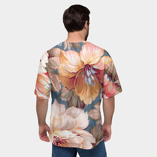 Мужская футболка оверсайз Рисунок цветов / 3D-принт – фото 4