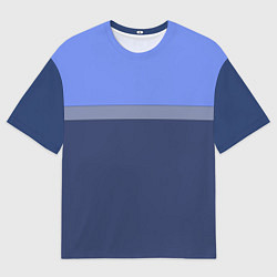 Мужская футболка оверсайз Серая полоса на синем
