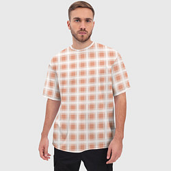 Футболка оверсайз мужская Light beige plaid fashionable checkered pattern, цвет: 3D-принт — фото 2