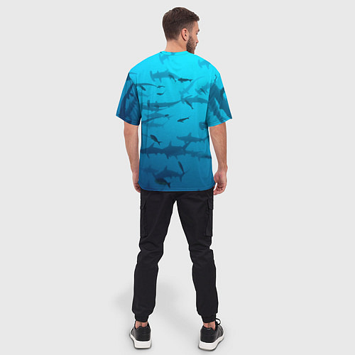 Мужская футболка оверсайз Акулы - океан / 3D-принт – фото 4