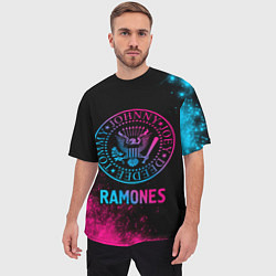 Футболка оверсайз мужская Ramones Neon Gradient, цвет: 3D-принт — фото 2