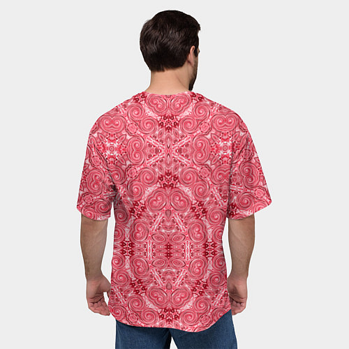 Мужская футболка оверсайз Red ornament Arabic / 3D-принт – фото 4