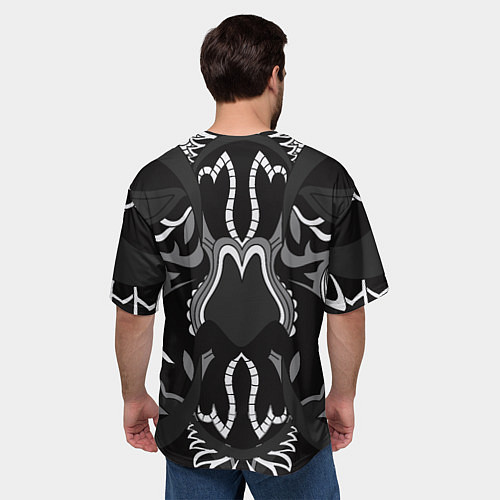 Мужская футболка оверсайз Черно-белый волк / 3D-принт – фото 4