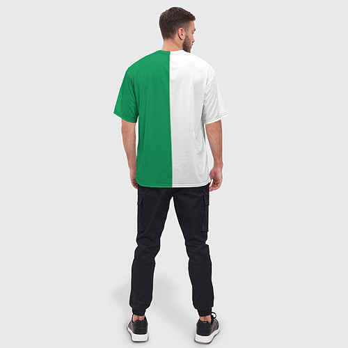 Мужская футболка оверсайз ФК Ахмат бело-зеленая форма / 3D-принт – фото 4