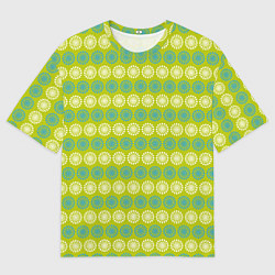 Мужская футболка оверсайз Зеленые и белые кружки