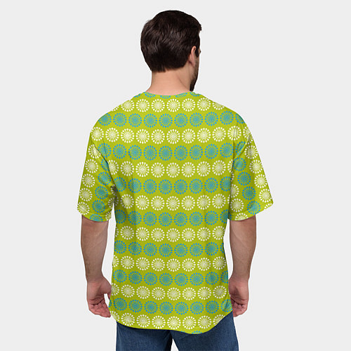 Мужская футболка оверсайз Зеленые и белые кружки / 3D-принт – фото 4