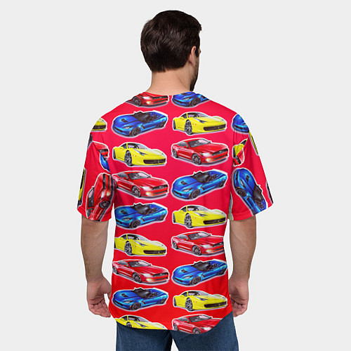 Мужская футболка оверсайз Спортивные машины / 3D-принт – фото 4
