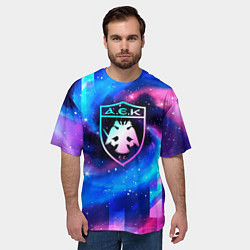 Футболка оверсайз мужская AEK Athens Неоновый Космос, цвет: 3D-принт — фото 2