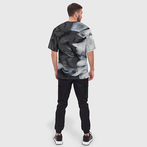 Мужская футболка оверсайз Абстрактная черно-белая краска / 3D-принт – фото 4