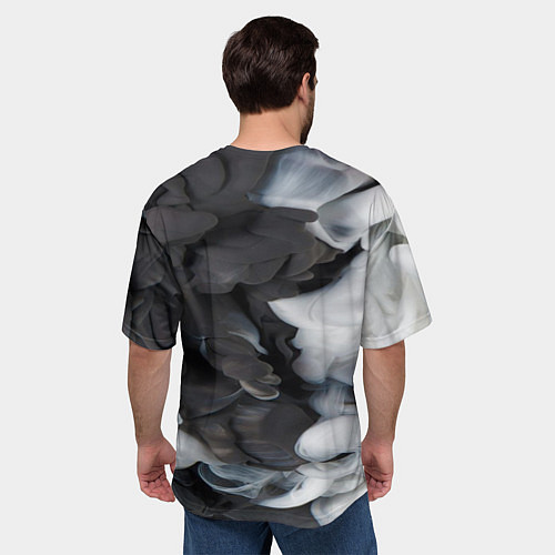 Мужская футболка оверсайз Абстрактная черно-белая краска / 3D-принт – фото 4