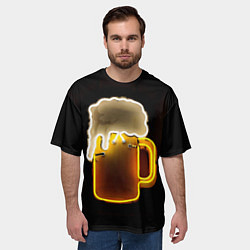 Футболка оверсайз мужская Неоновое пиво - Жёлтый, цвет: 3D-принт — фото 2