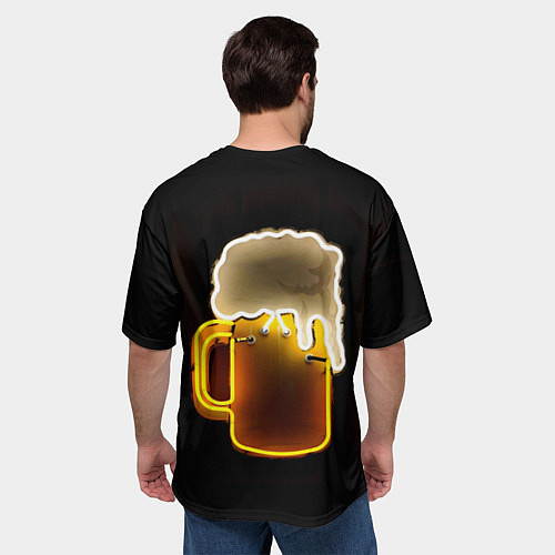 Мужская футболка оверсайз Неоновое пиво - Жёлтый / 3D-принт – фото 4