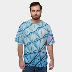 Футболка оверсайз мужская Абстрактная киберпанк броня - Голубой, цвет: 3D-принт — фото 2