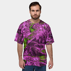 Футболка оверсайз мужская Неоновые куски льда - Розовый, цвет: 3D-принт — фото 2