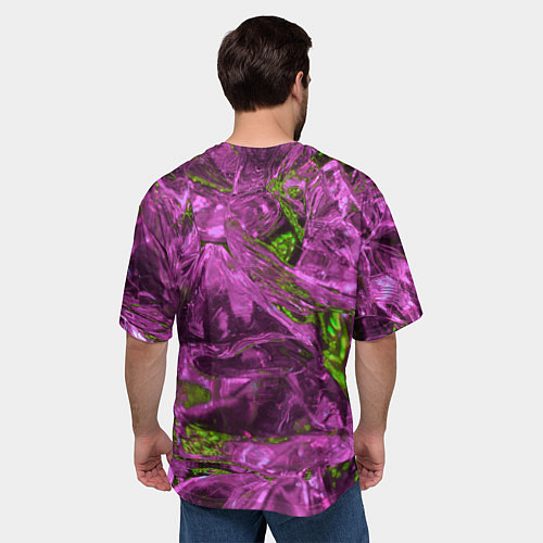 Мужская футболка оверсайз Неоновые куски льда - Розовый / 3D-принт – фото 4