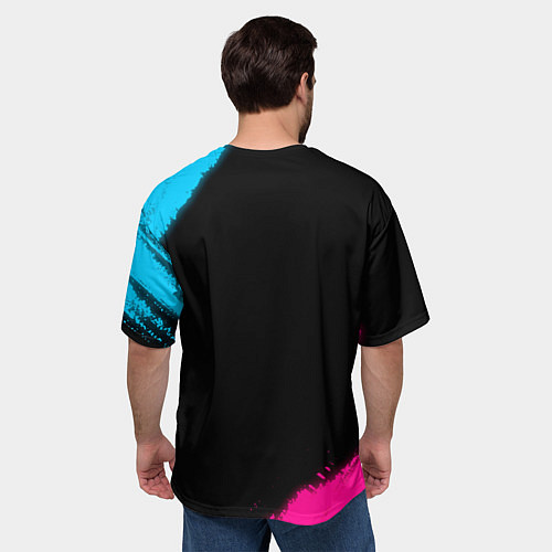 Мужская футболка оверсайз Napoli FC Neon Gradient / 3D-принт – фото 4