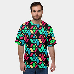 Футболка оверсайз мужская Геометрические фигуры темная текстура, цвет: 3D-принт — фото 2