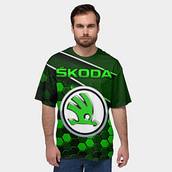 Футболка оверсайз мужская ШКОДА - Зеленая техно броня, цвет: 3D-принт — фото 2