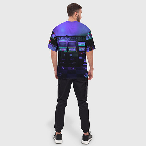 Мужская футболка оверсайз Неоновые игровые автоматы - Фиолетoвый / 3D-принт – фото 4