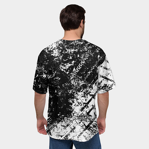 Мужская футболка оверсайз BMW : Испачканная ЧБ / 3D-принт – фото 4