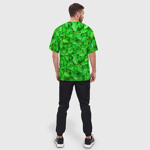 Мужская футболка оверсайз Зелёные листья - текстура / 3D-принт – фото 4