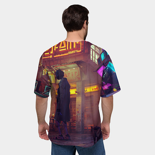 Мужская футболка оверсайз Stray Cat x Robots / 3D-принт – фото 4