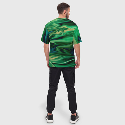 Мужская футболка оверсайз Абстрактный узор в зеленых тонах / 3D-принт – фото 4