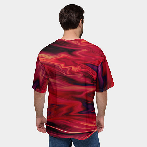 Мужская футболка оверсайз Красный абстрактный модный узор / 3D-принт – фото 4
