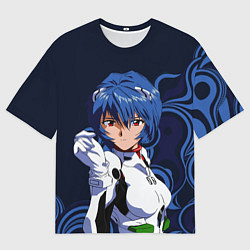 Футболка оверсайз мужская Рей Аянами - холодная девочка, цвет: 3D-принт