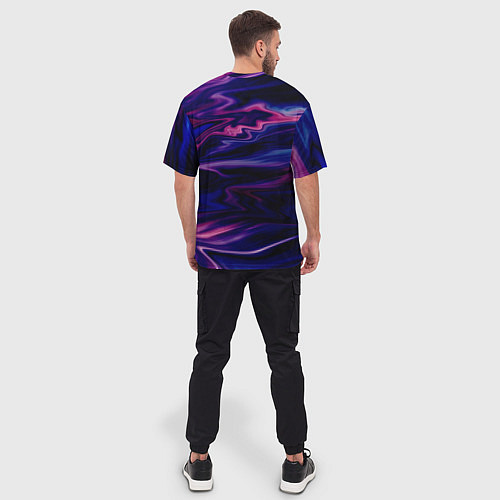 Мужская футболка оверсайз Фиолетово-розовый абстрактный узор / 3D-принт – фото 4