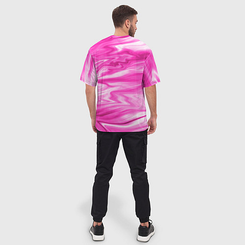 Мужская футболка оверсайз Розовая мраморная текстура / 3D-принт – фото 4