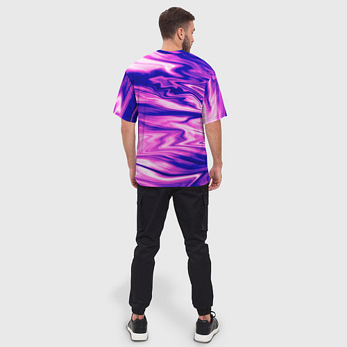 Мужская футболка оверсайз Розово-фиолетовый мраморный узор / 3D-принт – фото 4