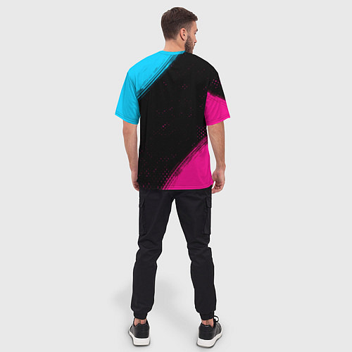 Мужская футболка оверсайз Stray - Neon Gradient / 3D-принт – фото 4