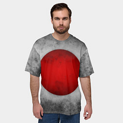 Футболка оверсайз мужская Japan flag on chrome, цвет: 3D-принт — фото 2