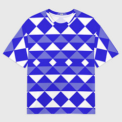 Футболка оверсайз мужская Бело-синий геометрический узор, цвет: 3D-принт