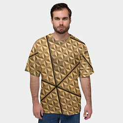 Футболка оверсайз мужская Абстрактное металлическое покрытие - Золотой, цвет: 3D-принт — фото 2