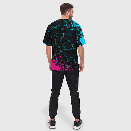 Мужская футболка оверсайз Roma - neon gradient / 3D-принт – фото 4