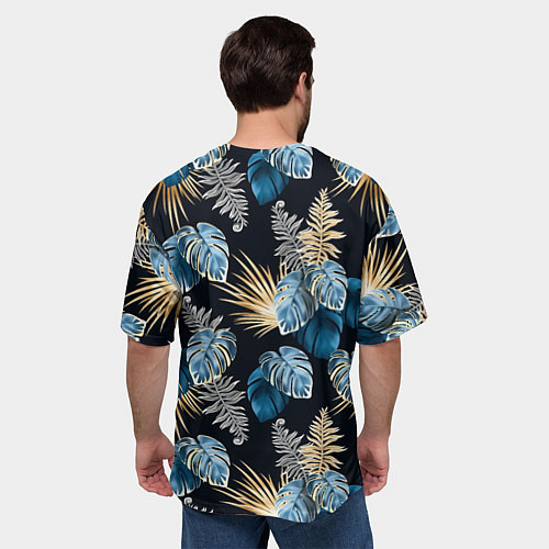 Мужская футболка оверсайз Свет неоновых листьев / 3D-принт – фото 4