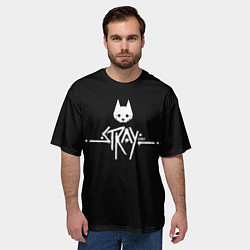 Футболка оверсайз мужская Stray night cat, цвет: 3D-принт — фото 2