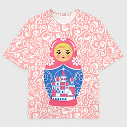 Футболка оверсайз мужская Матрешка в узорах, цвет: 3D-принт