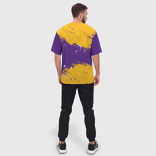 Мужская футболка оверсайз PORSCHE- LAKERS COLORS / 3D-принт – фото 4