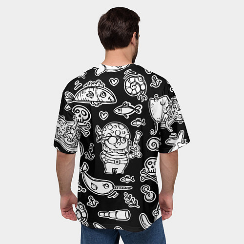 Мужская футболка оверсайз Пират и его окружение - паттерн / 3D-принт – фото 4